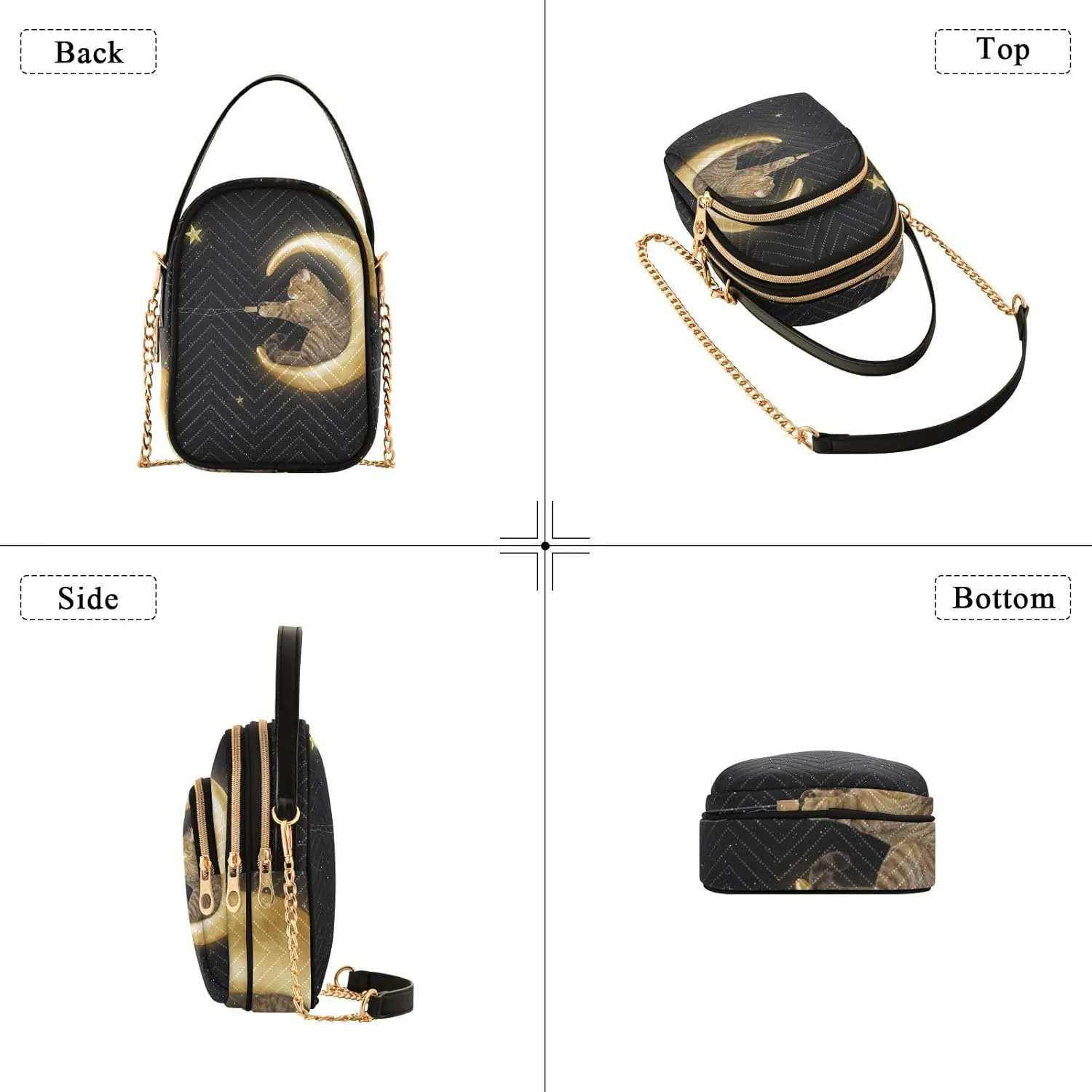 Women's Wave Cross Body Chest Bag, 52 inch Gold Chain Shoulder Handbag Purse