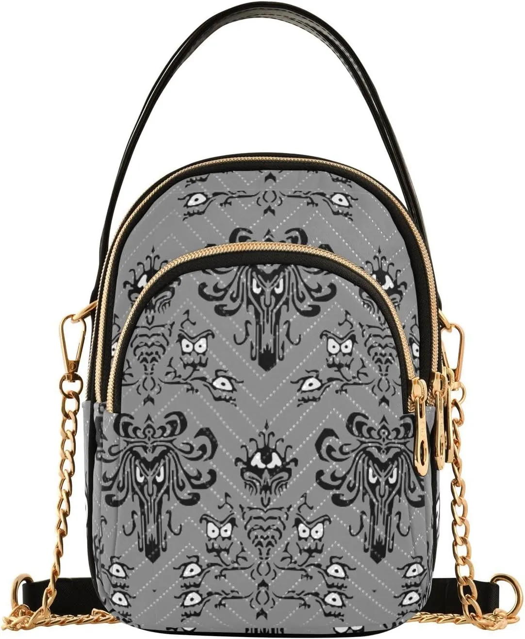 Women's Wave Cross Body Chest Bag, 52 inch Gold Chain Shoulder Handbag Purse