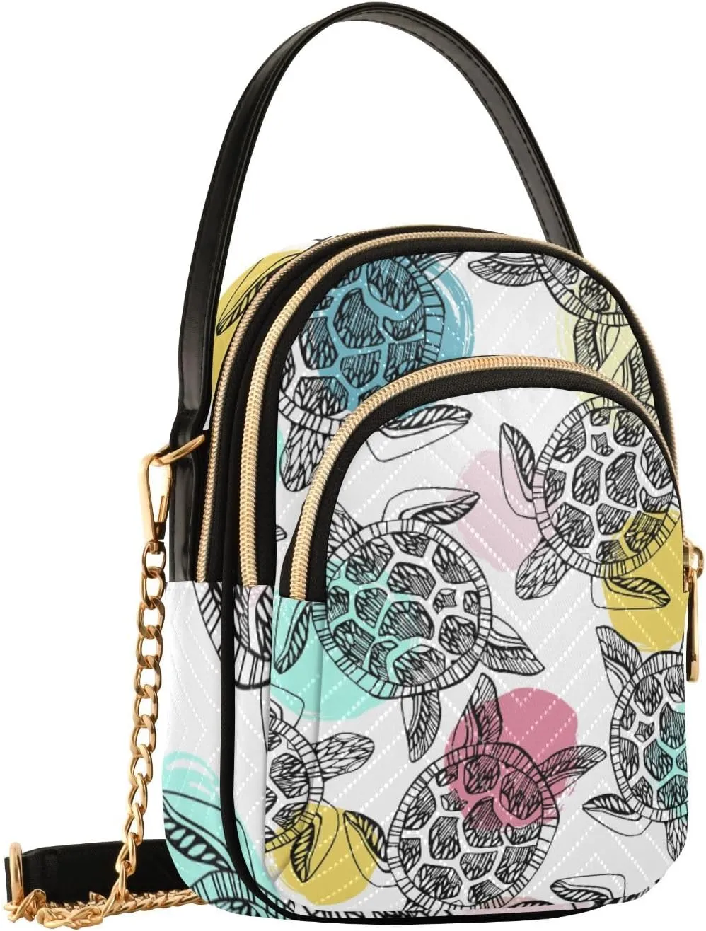Women's Wave Cross Body Chest Bag, 52 inch Gold Chain Shoulder Handbag Purse