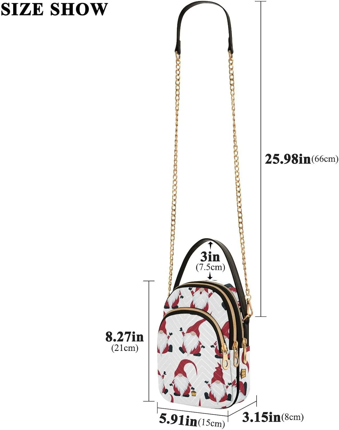 Women's Wave Cross Body Chest Bag, 52 inch Gold Chain Shoulder Handbag Purse