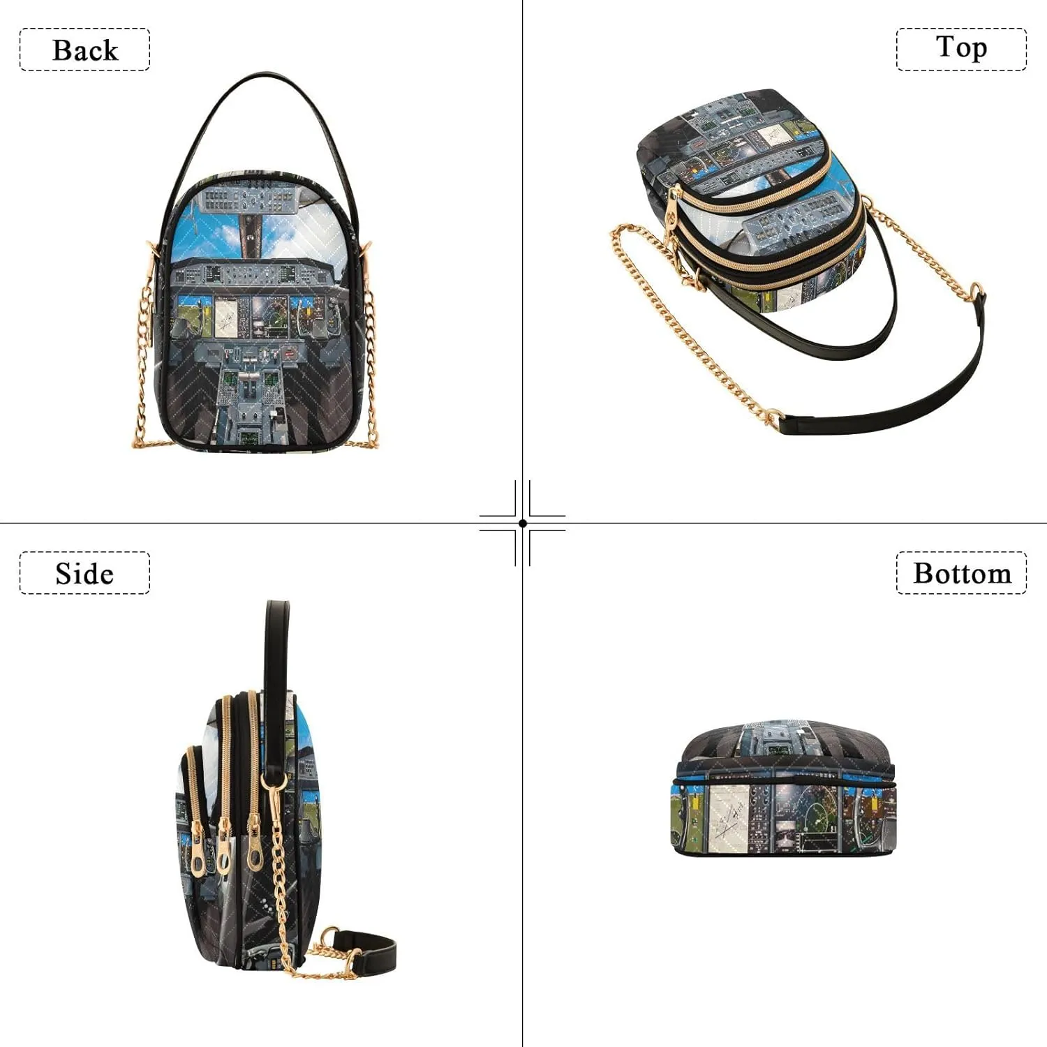 Women's Wave Cross Body Chest Bag, 52 inch Gold Chain Shoulder Handbag Purse