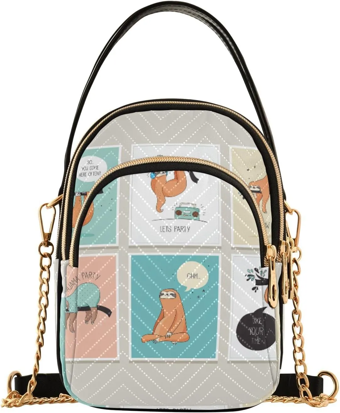 Women's Wave Cross Body Chest Bag, 52 inch Gold Chain Shoulder Handbag Purse
