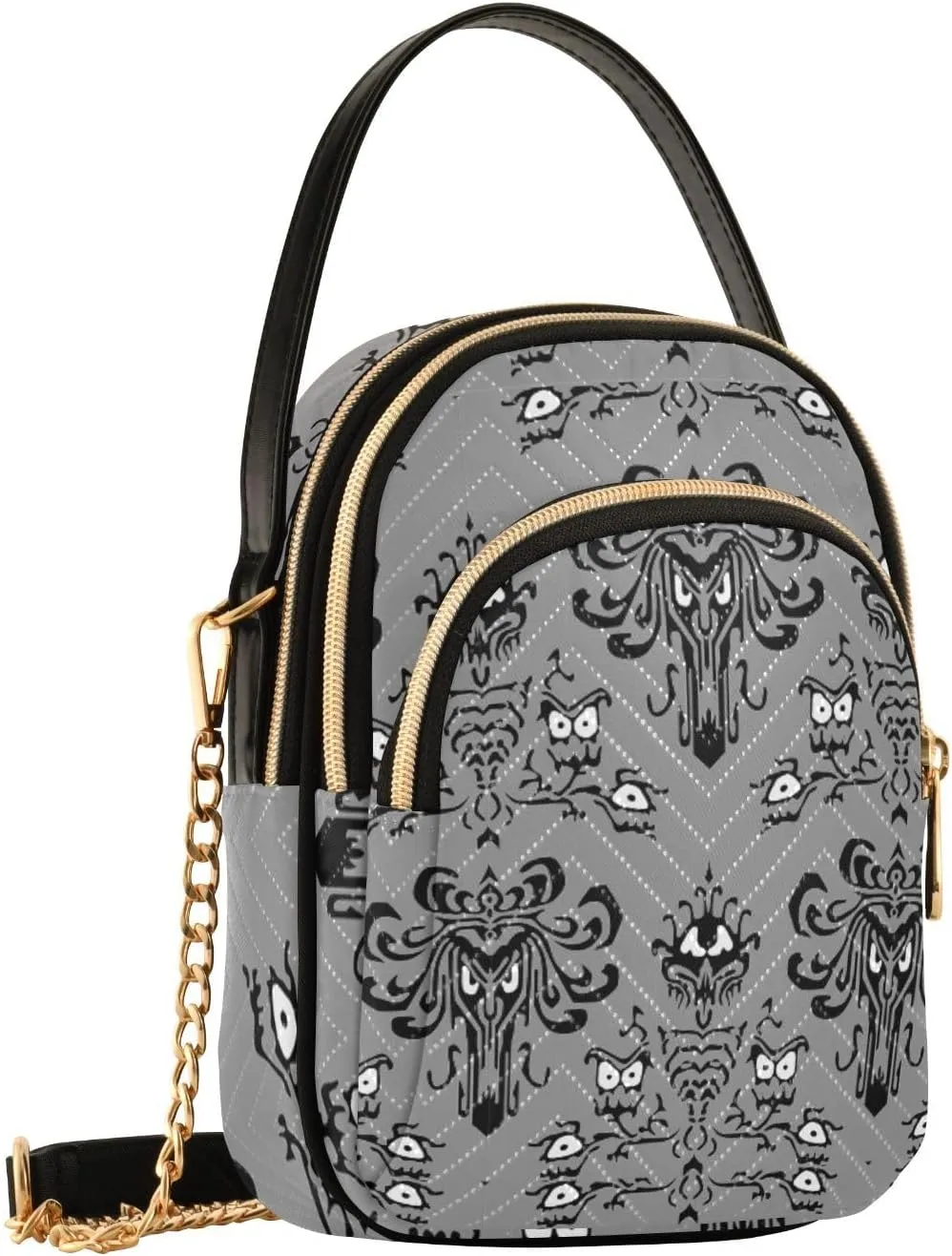 Women's Wave Cross Body Chest Bag, 52 inch Gold Chain Shoulder Handbag Purse