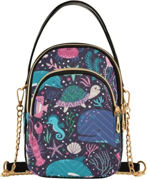Women's Wave Cross Body Chest Bag, 52 inch Gold Chain Shoulder Handbag Purse