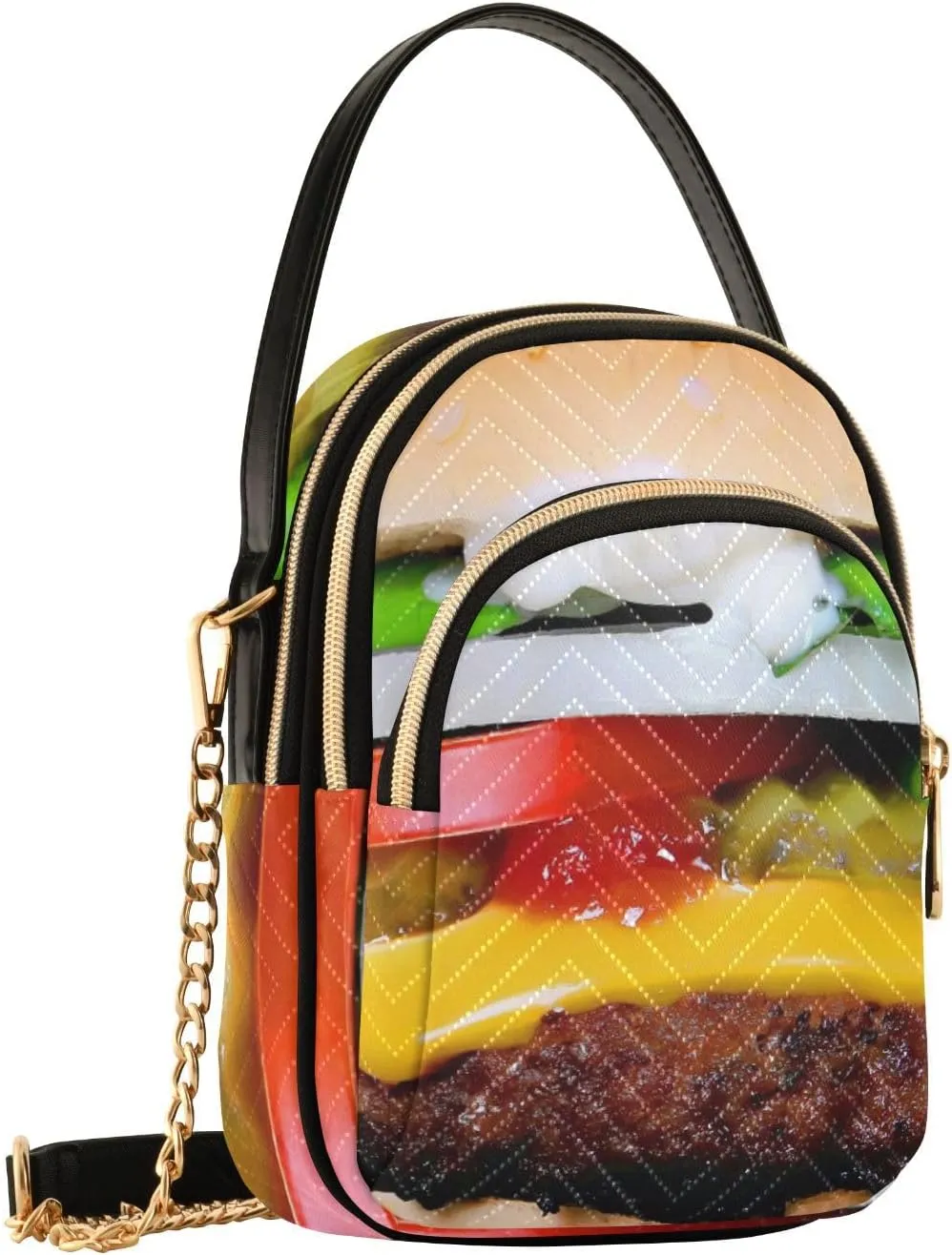 Women's Wave Cross Body Chest Bag, 52 inch Gold Chain Shoulder Handbag Purse