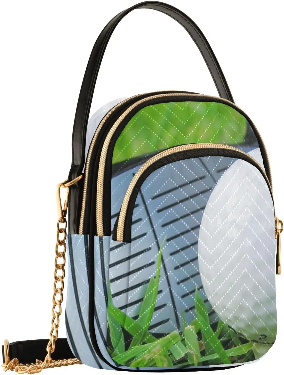 Women's Wave Cross Body Chest Bag, 52 inch Gold Chain Shoulder Handbag Purse