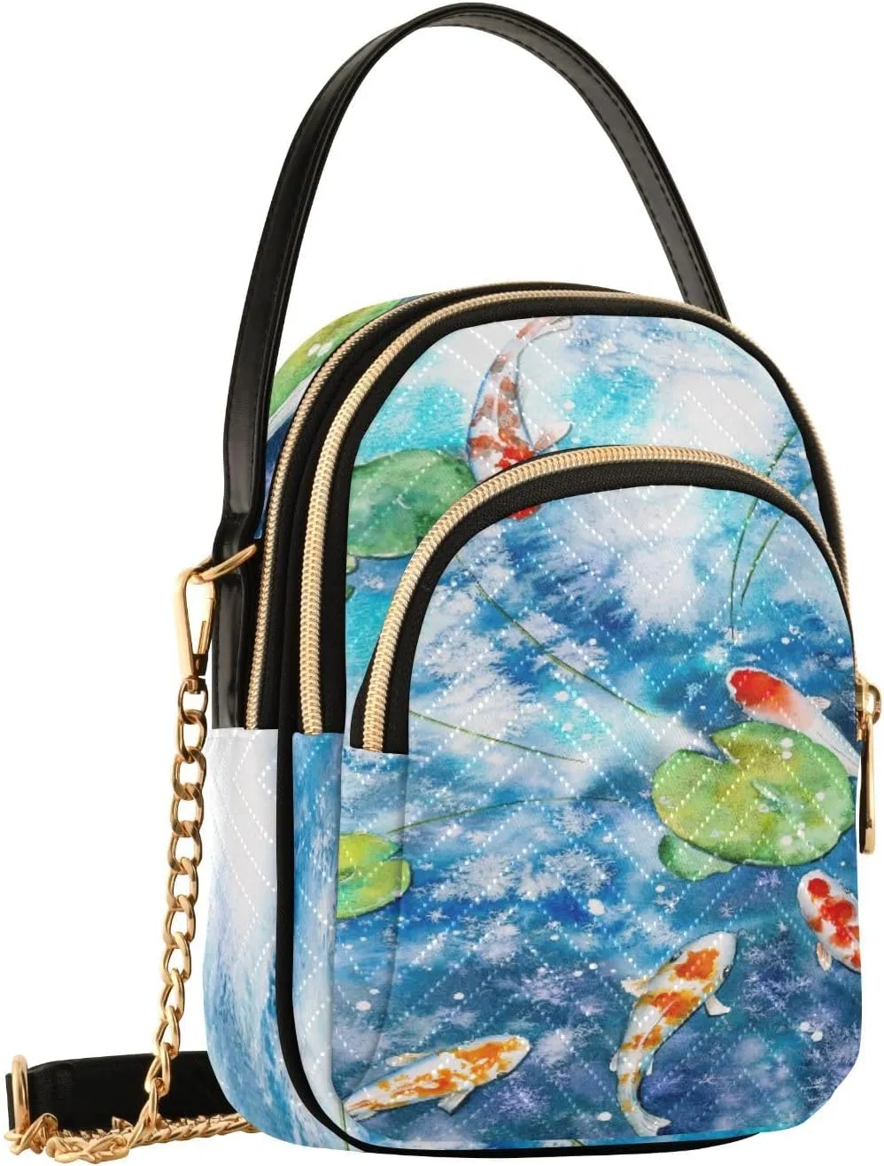 Women's Wave Cross Body Chest Bag, 52 inch Gold Chain Shoulder Handbag Purse