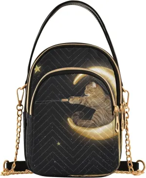 Women's Wave Cross Body Chest Bag, 52 inch Gold Chain Shoulder Handbag Purse