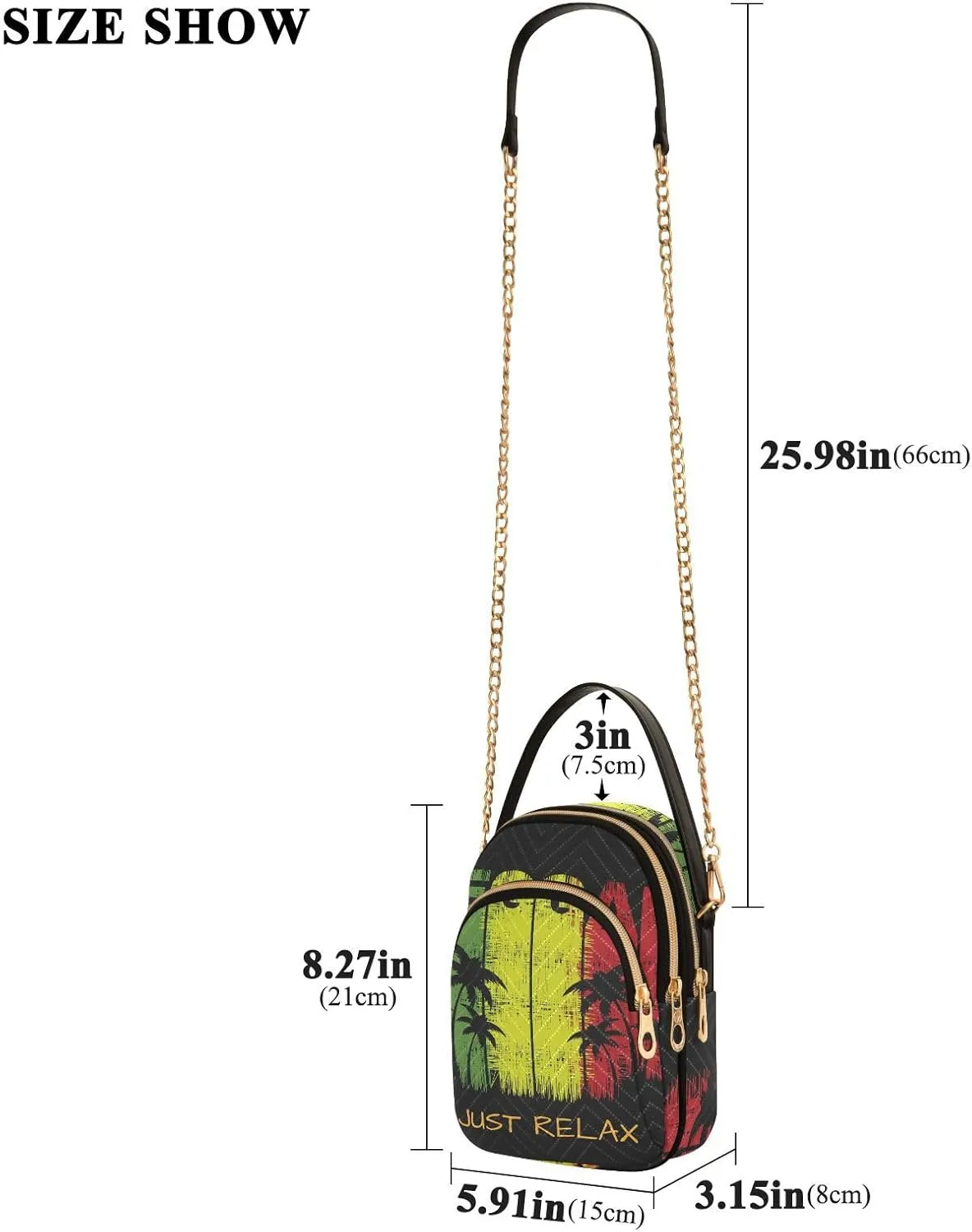 Women's Wave Cross Body Chest Bag, 52 inch Gold Chain Shoulder Handbag Purse