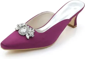 Womens Wedding Shoes Gerrit Heels for Women Pointed Toe - Kitten Heels Dress Wedding Heels Shoes for Women 2.16 Inch Slip on Prom Party Bridal Pump Shoes Ivory(Purple,5 UK)