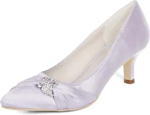 Womens Wedding Shoes NALoRa Women's Rhinestone Heeled Sandals Pointy Toe Stilettos High Heels Pointed Toe Slip on Pumps Wedding Shoes for Bridal Dress(Light Gray,7 UK)