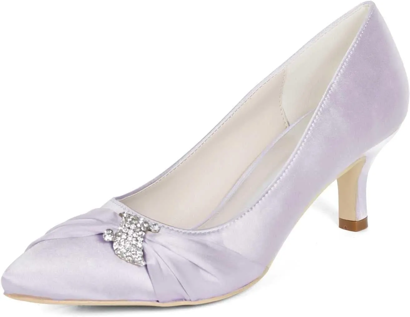 Womens Wedding Shoes NALoRa Women's Rhinestone Heeled Sandals Pointy Toe Stilettos High Heels Pointed Toe Slip on Pumps Wedding Shoes for Bridal Dress(Light Gray,7 UK)