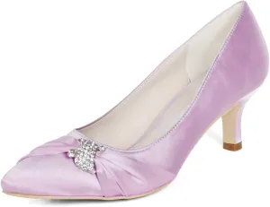 Womens Wedding Shoes NALoRa Women's Rhinestone Heeled Sandals Pointy Toe Stilettos High Heels Pointed Toe Slip on Pumps Wedding Shoes for Bridal Dress(Light Pink,3.5 UK)