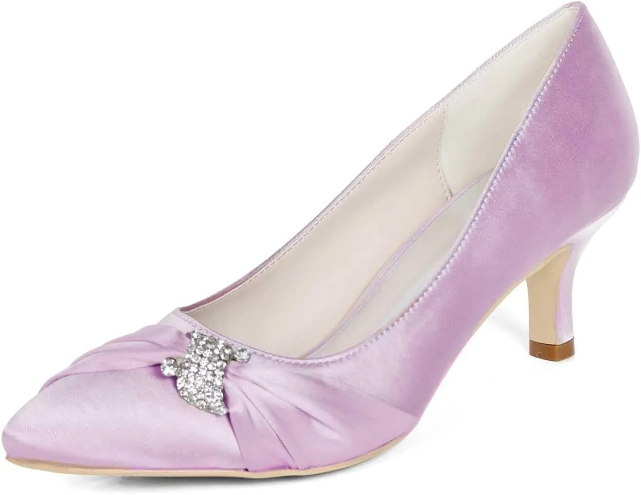 Womens Wedding Shoes NALoRa Women's Rhinestone Heeled Sandals Pointy Toe Stilettos High Heels Pointed Toe Slip on Pumps Wedding Shoes for Bridal Dress(Light Pink,3.5 UK)
