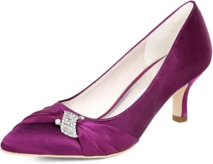Womens Wedding Shoes NALoRa Women's Rhinestone Heeled Sandals Pointy Toe Stilettos High Heels Pointed Toe Slip on Pumps Wedding Shoes for Bridal Dress(Purple,4.5 UK)