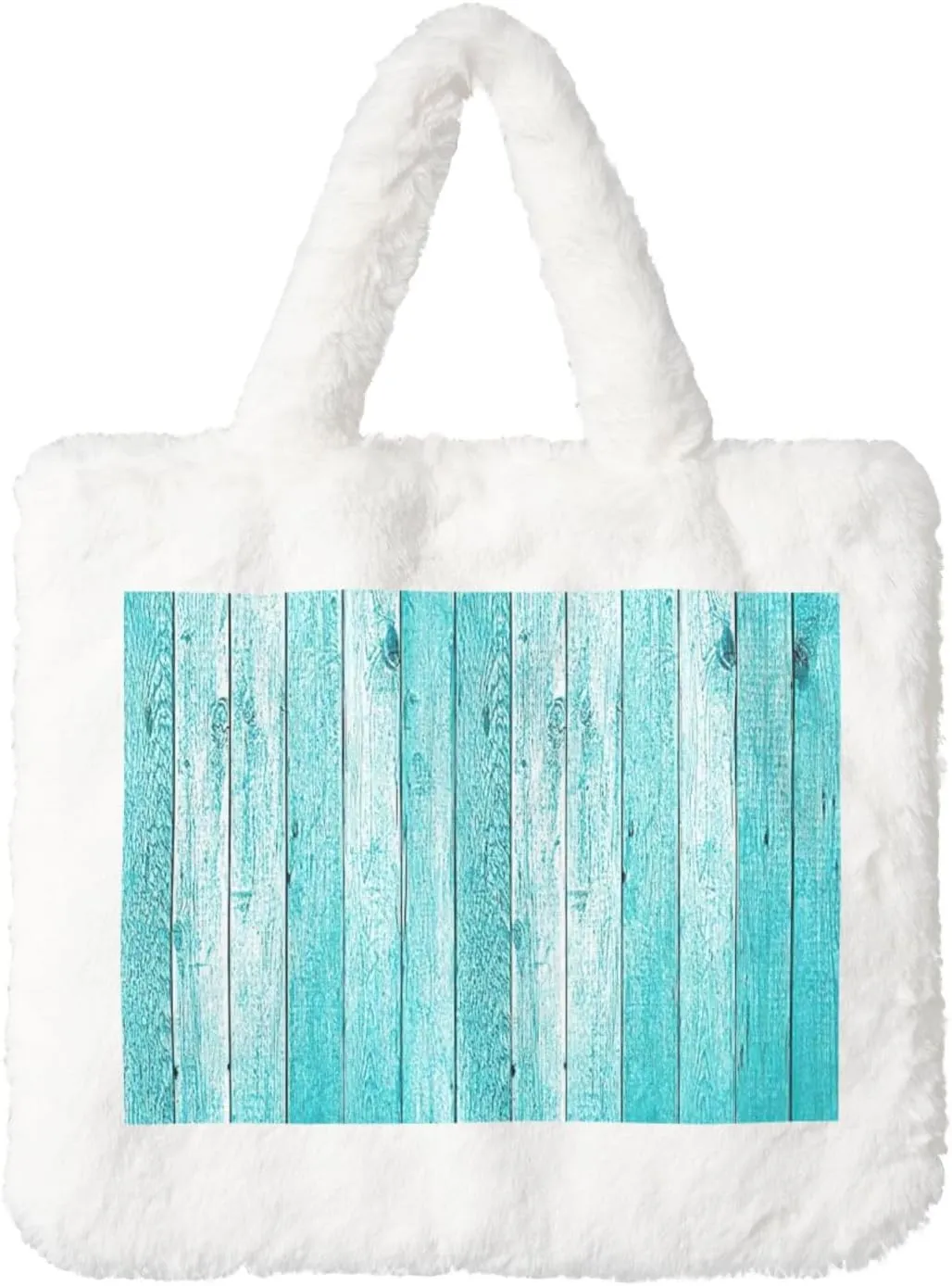 Wooden Planks Texture Wallpaper Print Cute Autumn Winter Plush Handbag Large Capacity Festival Party Present Bag