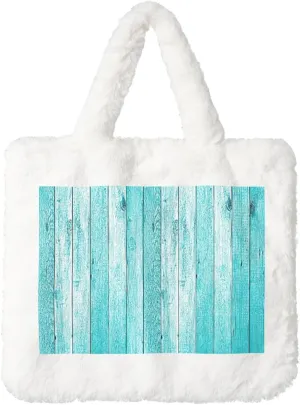 Wooden Planks Texture Wallpaper Print Cute Autumn Winter Plush Handbag Large Capacity Festival Party Present Bag