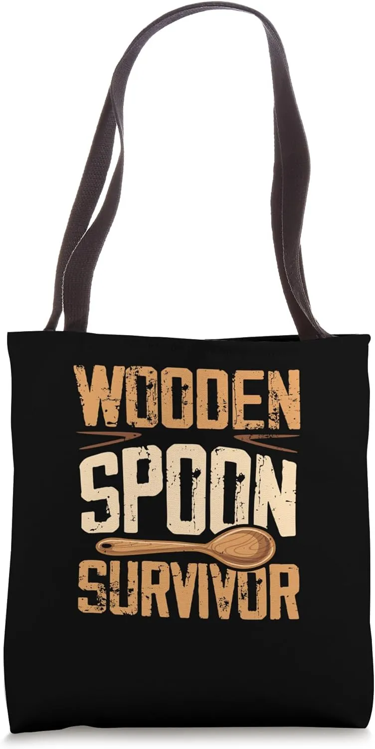 Wooden Spoon Survivor Novelty Funny Foodie Sarcastic Tote Bag