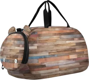 Wooden Texture Kids Overnight Sports Duffel Bags with Shoe Compartment & Wet Pocket Travel Sport Gym Bag for Girls Boys