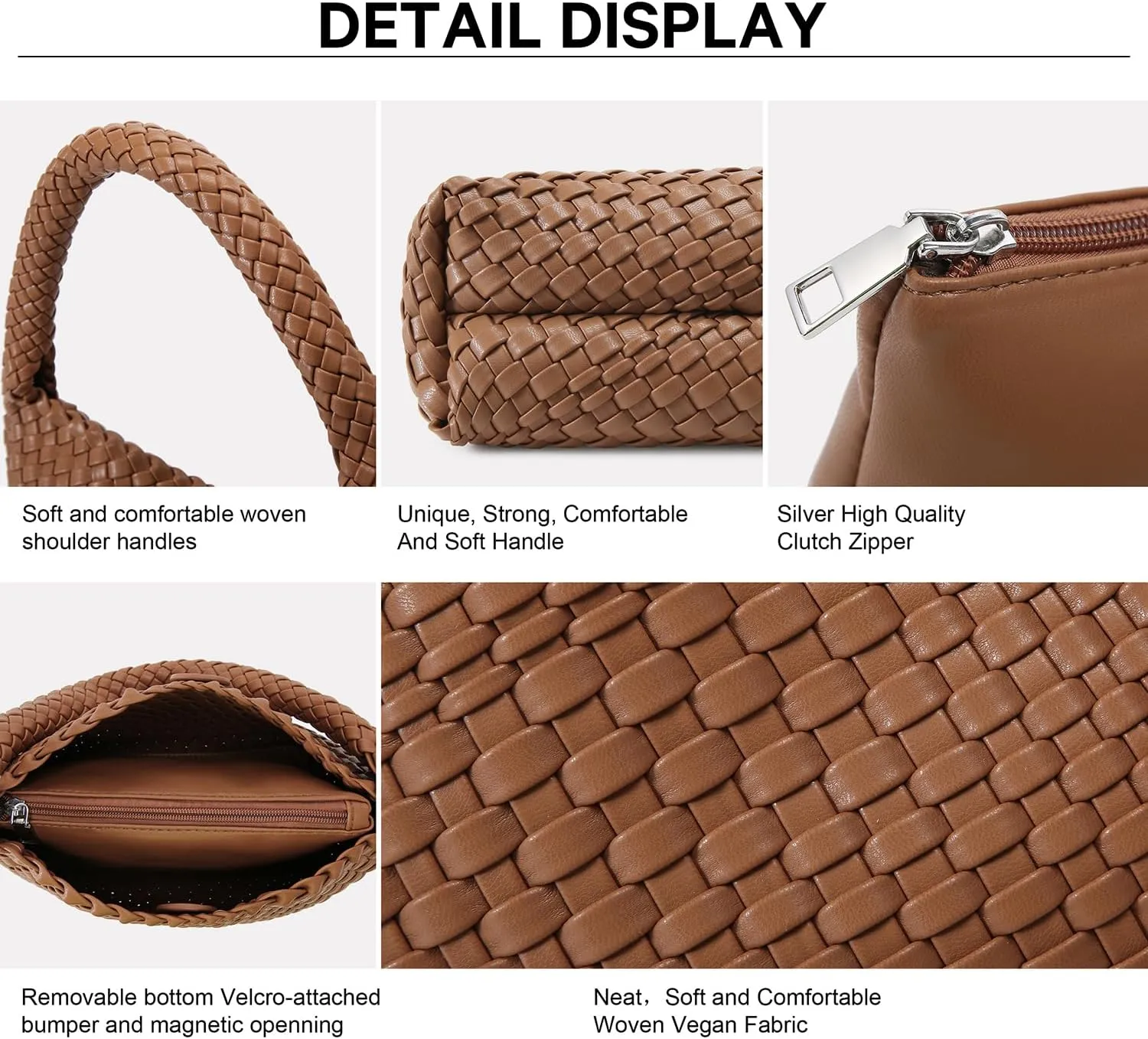 Woven Bag for Women, Small Vegan Leather Summer Beach Purse, and Travel Handbags Ladies' Retro Chic Shoulder Bags