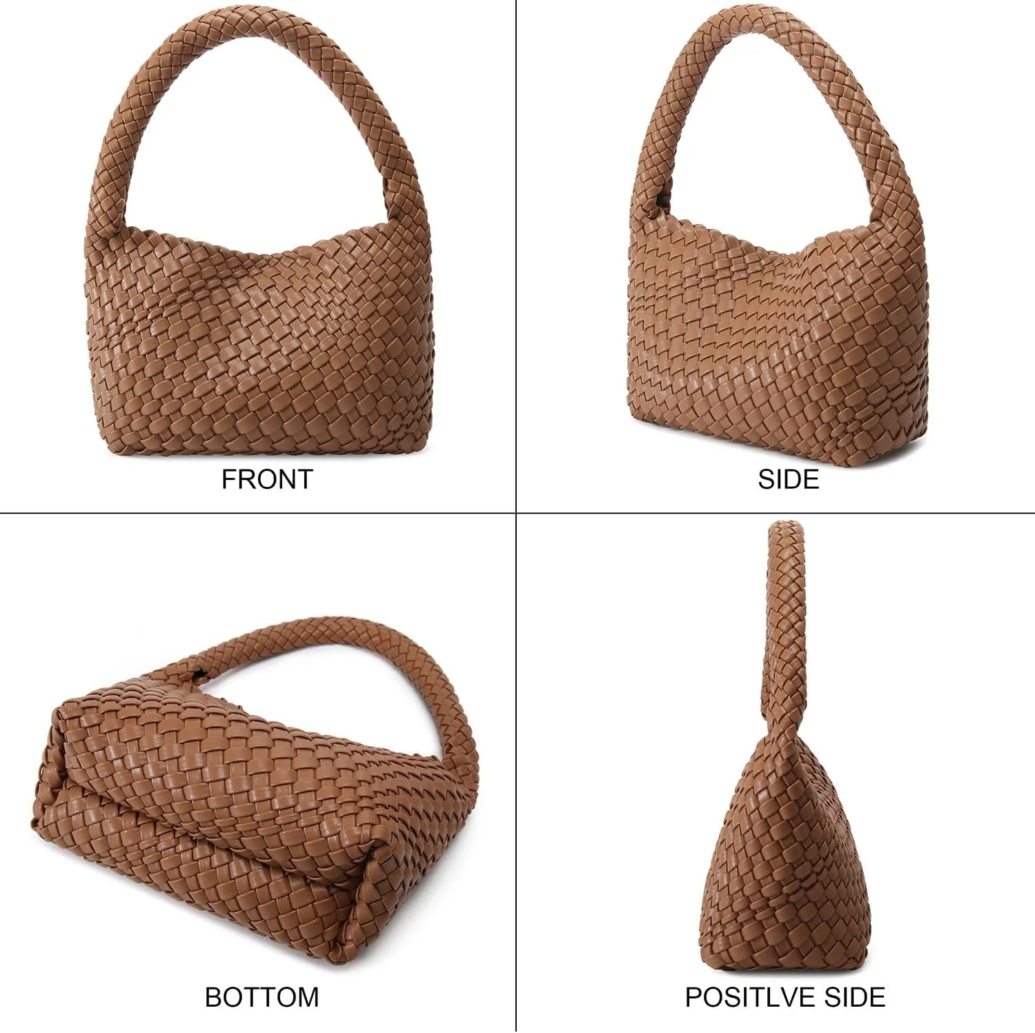 Woven Bag for Women, Small Vegan Leather Summer Beach Purse, and Travel Handbags Ladies' Retro Chic Shoulder Bags