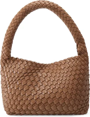 Woven Bag for Women, Small Vegan Leather Summer Beach Purse, and Travel Handbags Ladies' Retro Chic Shoulder Bags