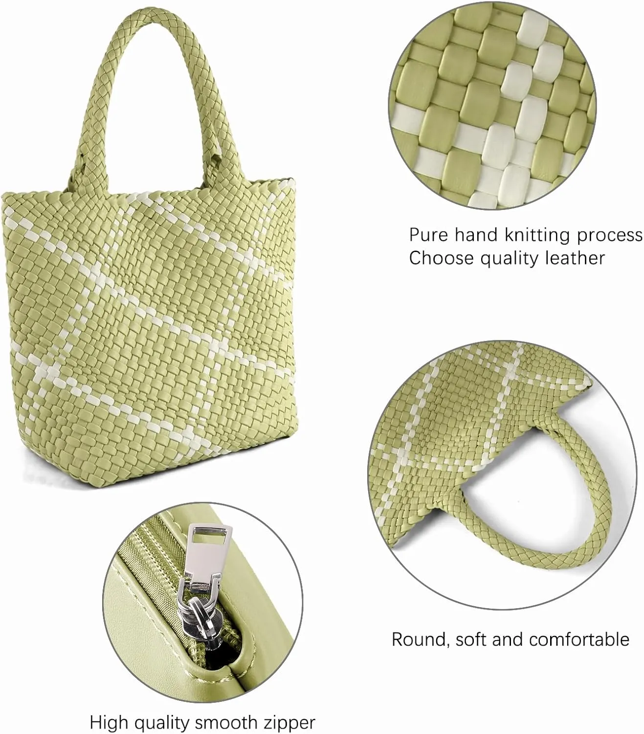 Woven Handbag for Women Top Handle Shoulder Bag Vegan Leather Shopper Bag Large Travel Totes Summer Beach Tote Bags