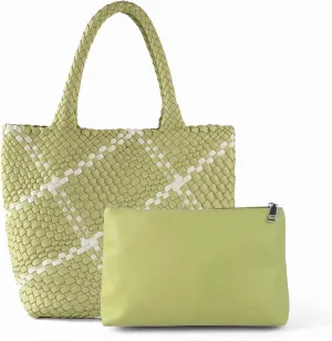Woven Handbag for Women Top Handle Shoulder Bag Vegan Leather Shopper Bag Large Travel Totes Summer Beach Tote Bags