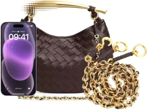 Woven leather chains, dumpling buns, metal handles, handbags, women's wallets, homeless people's bags, and knotted