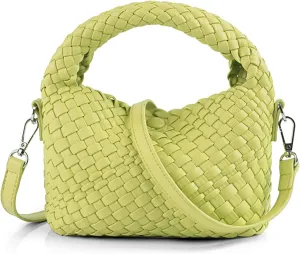 Woven Purse For Women, Small Crossbody Tote Bag with Detachable Shoulder Strap, Girls Top Handle Handbag