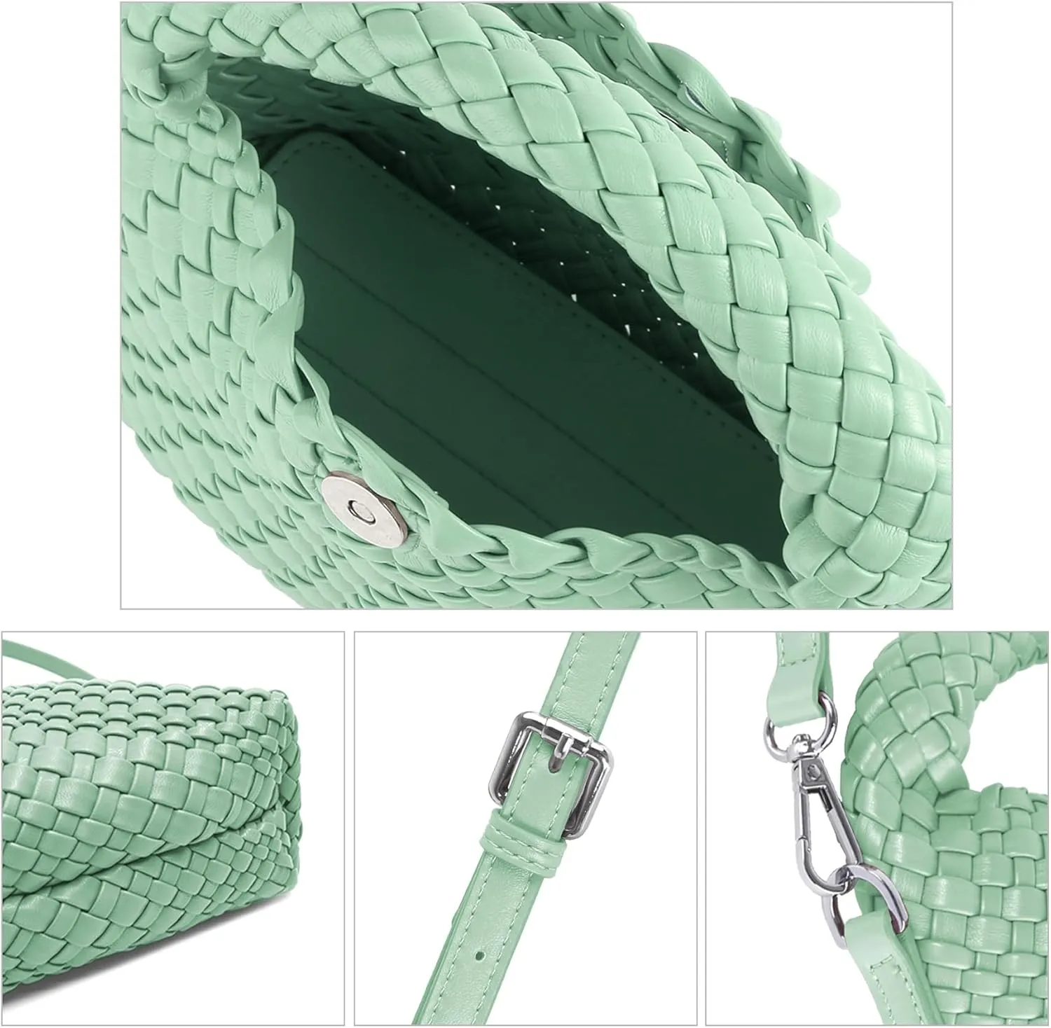 Woven Purse For Women, Small Crossbody Tote Bag with Detachable Shoulder Strap, Girls Top Handle Handbag