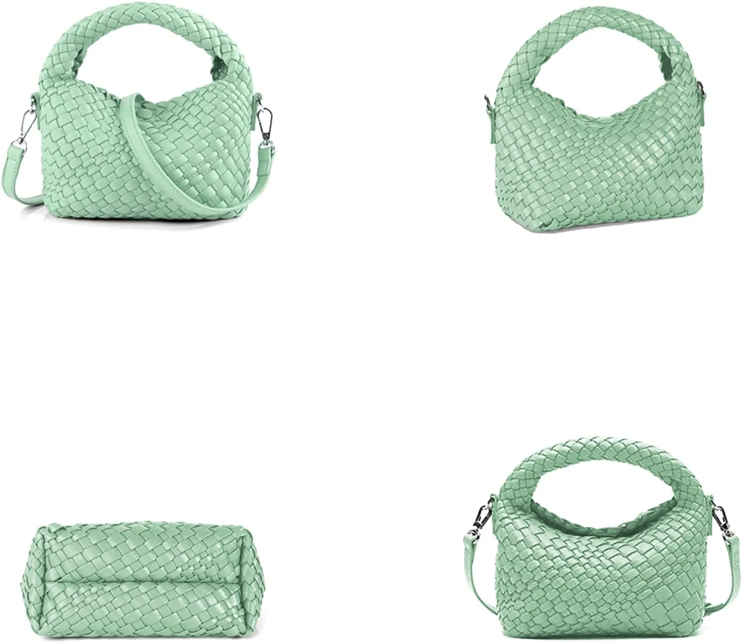 Woven Purse For Women, Small Crossbody Tote Bag with Detachable Shoulder Strap, Girls Top Handle Handbag