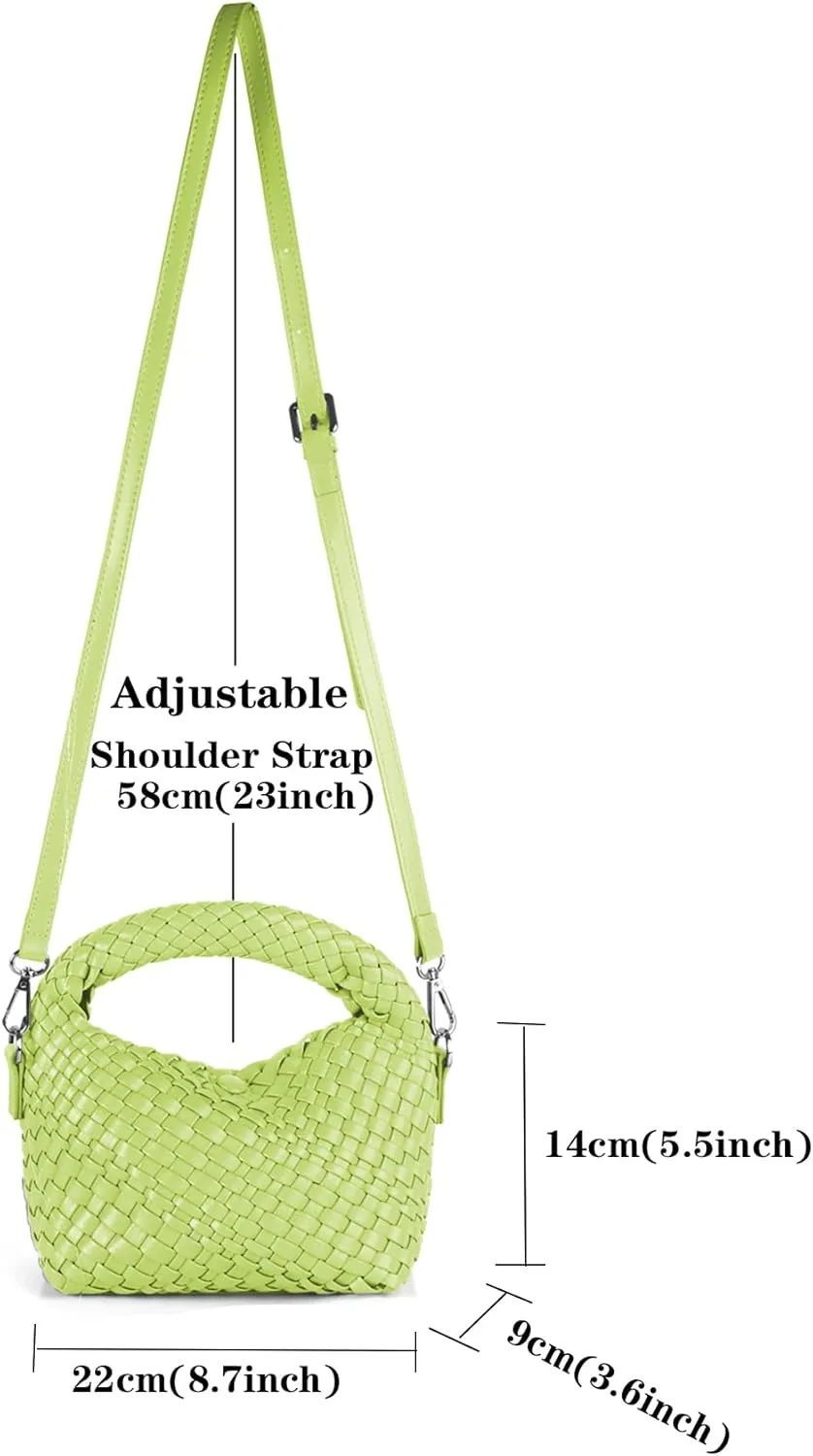 Woven Purse For Women, Small Crossbody Tote Bag with Detachable Shoulder Strap, Girls Top Handle Handbag