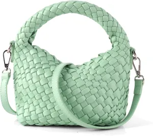 Woven Purse For Women, Small Crossbody Tote Bag with Detachable Shoulder Strap, Girls Top Handle Handbag