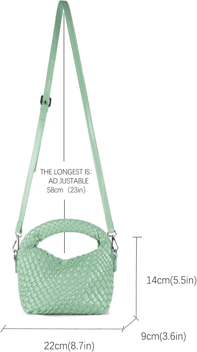 Woven Purse For Women, Small Crossbody Tote Bag with Detachable Shoulder Strap, Girls Top Handle Handbag