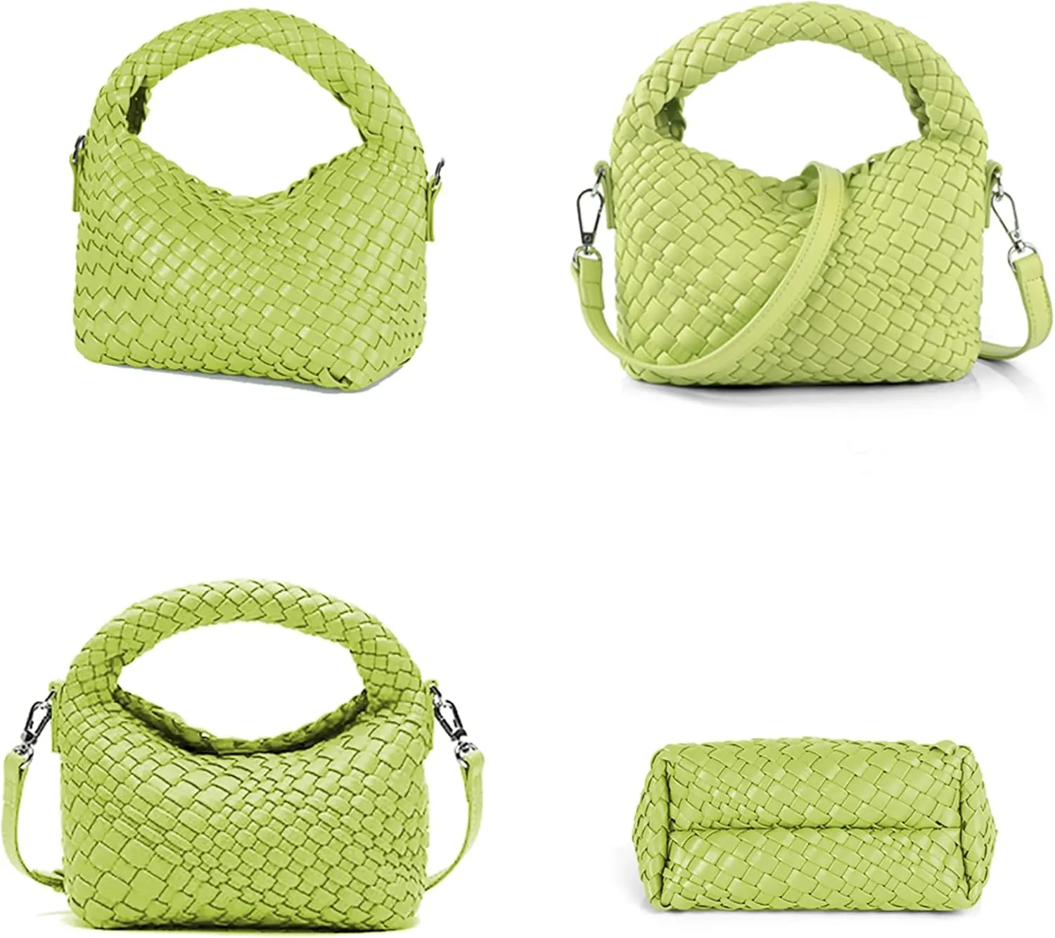 Woven Purse For Women, Small Crossbody Tote Bag with Detachable Shoulder Strap, Girls Top Handle Handbag