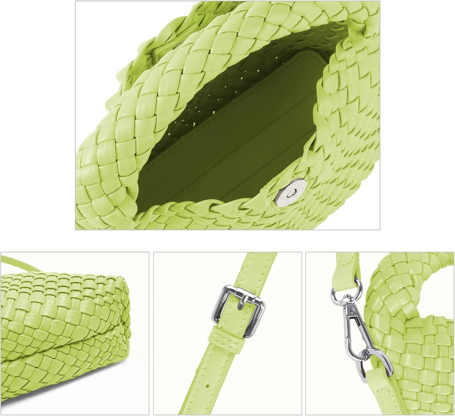 Woven Purse For Women, Small Crossbody Tote Bag with Detachable Shoulder Strap, Girls Top Handle Handbag