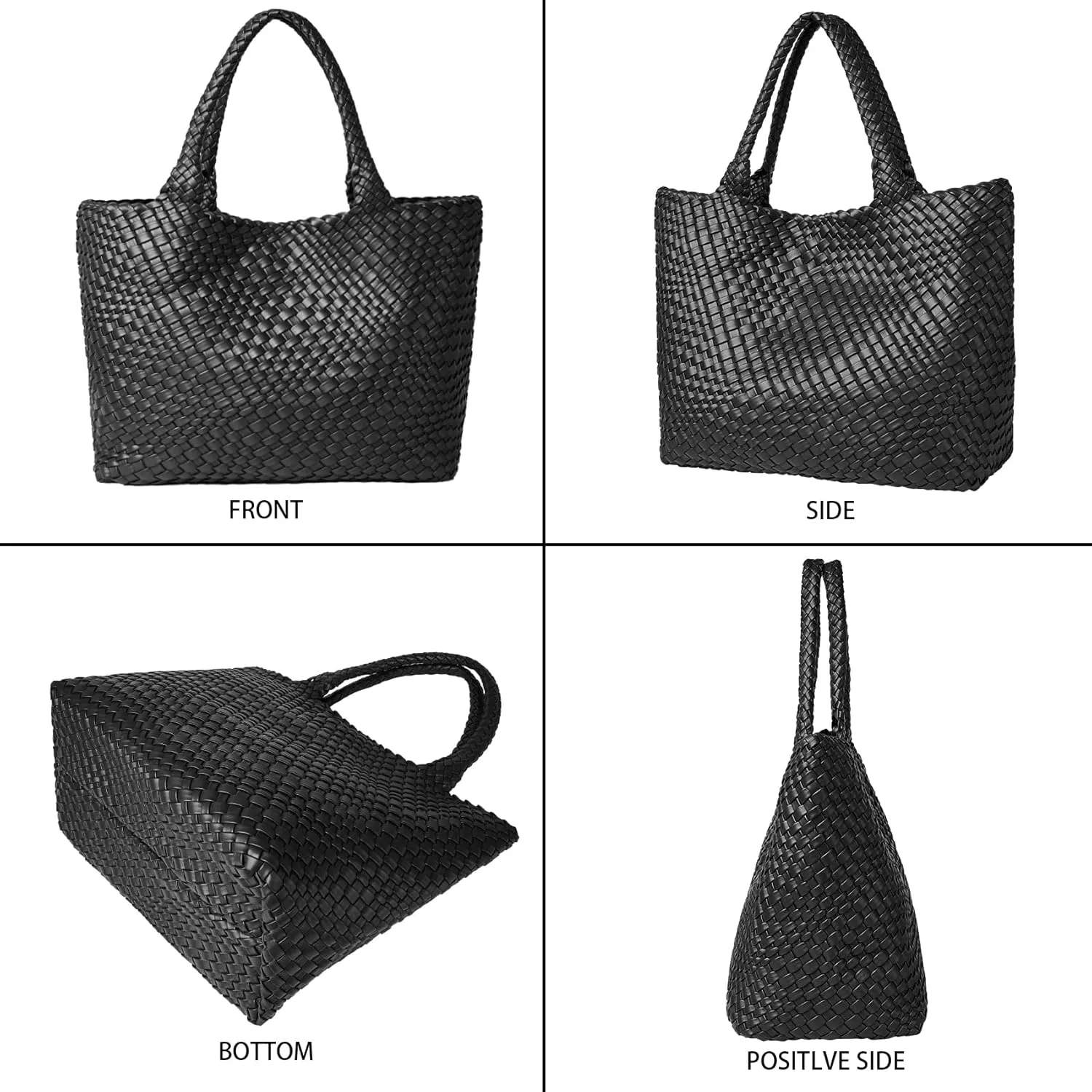 Woven Shoulder Bag for Women, Fashion Top Handle Soft Vegan Leather Shopper