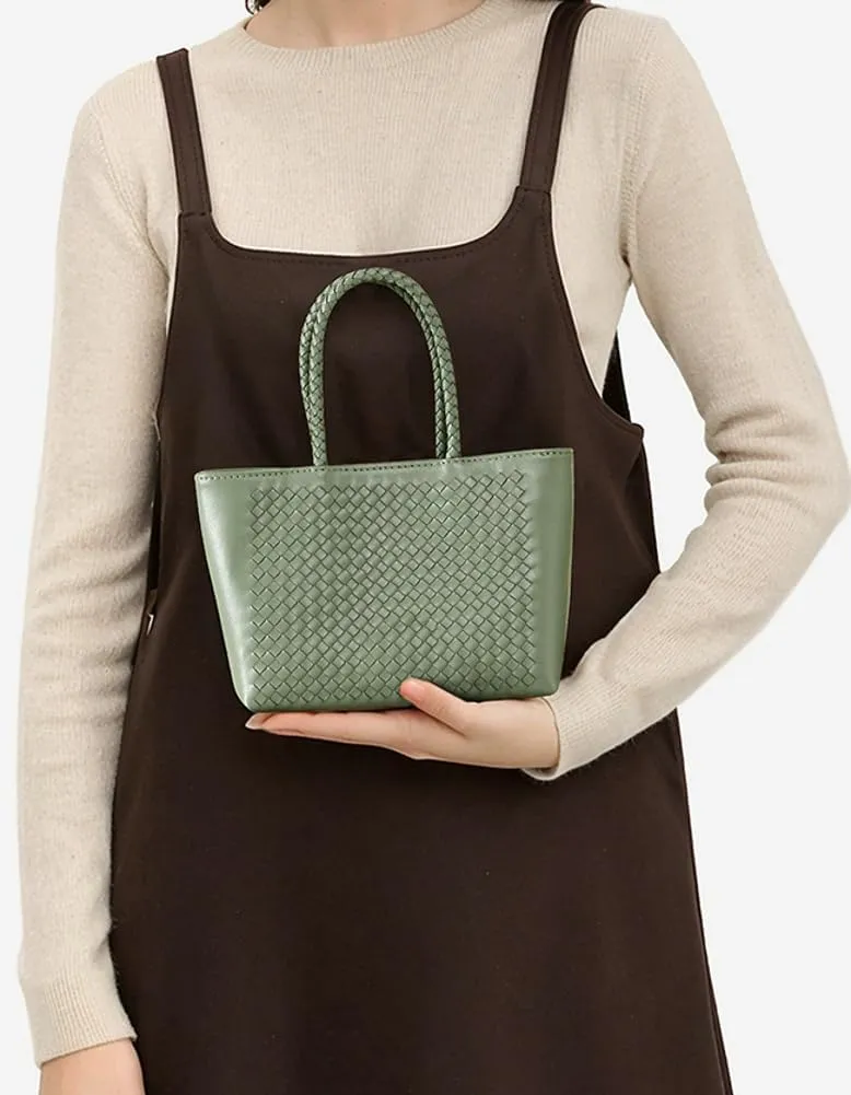 Woven Shoulder Purse Tote Bag for Women Trendy Woven Crossbody Handbag Small Top Handle Purse Handmade Handbag Satchel
