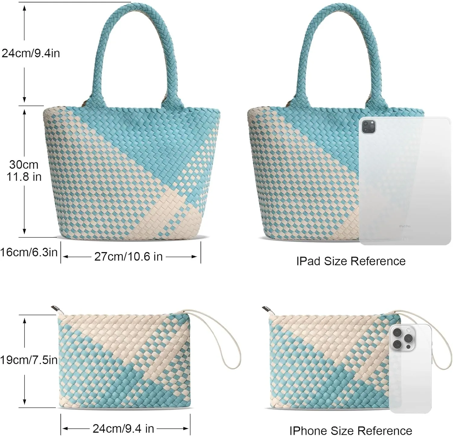 Woven Tote Bag for Women, Neoprene Bag purses, Beach Travel Shoulder Bag, and Top Handle Handbags
