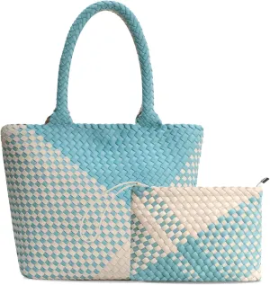 Woven Tote Bag for Women, Neoprene Bag purses, Beach Travel Shoulder Bag, and Top Handle Handbags