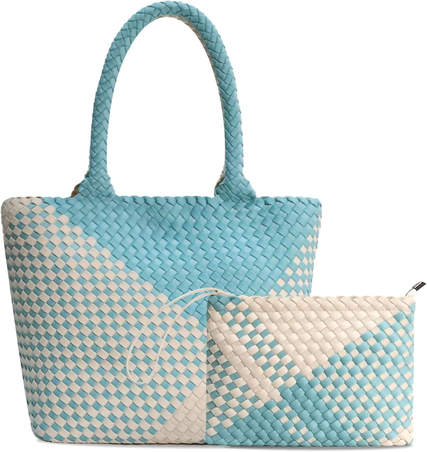 Woven Tote Bag for Women, Neoprene Bag purses, Beach Travel Shoulder Bag, and Top Handle Handbags