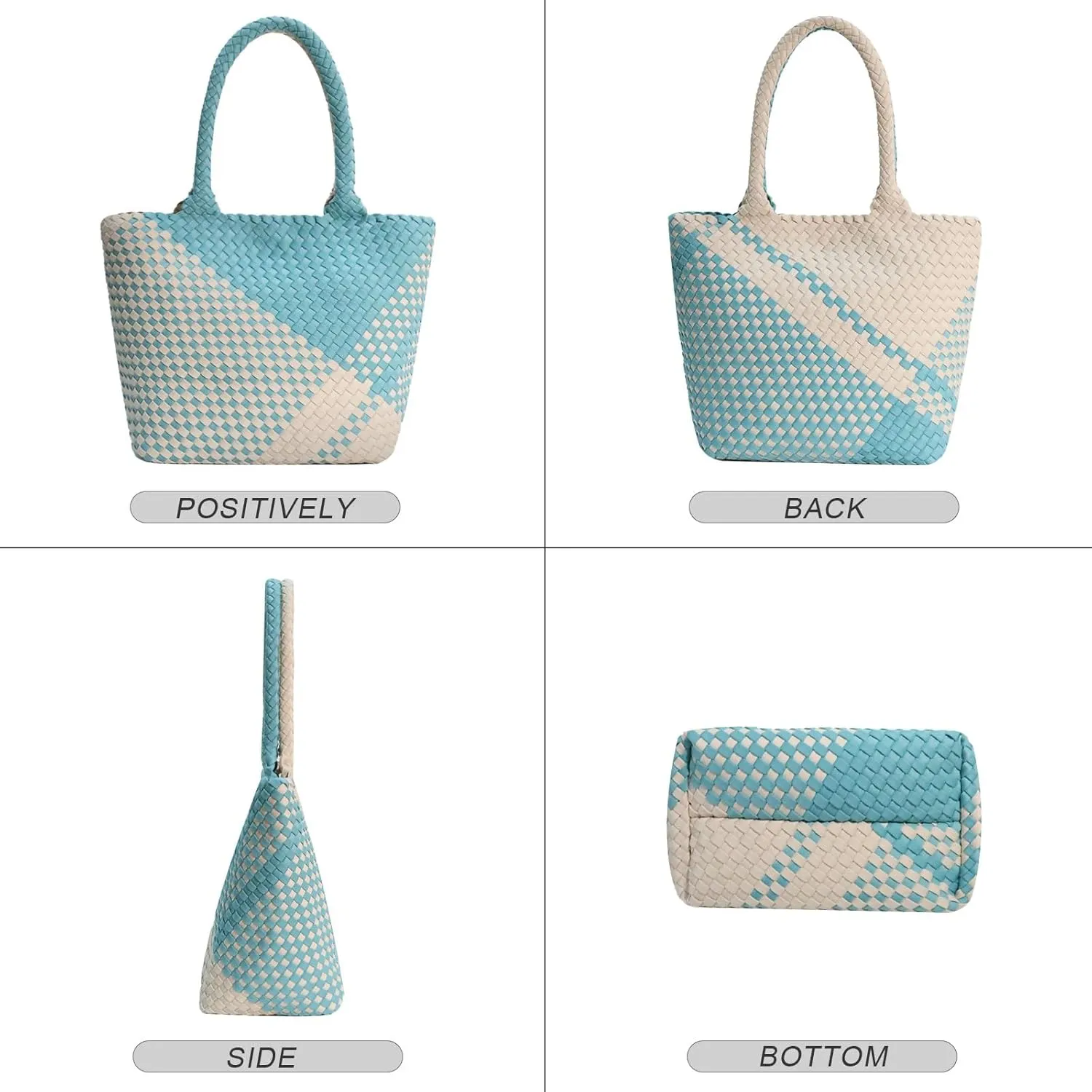 Woven Tote Bag for Women, Neoprene Bag purses, Beach Travel Shoulder Bag, and Top Handle Handbags