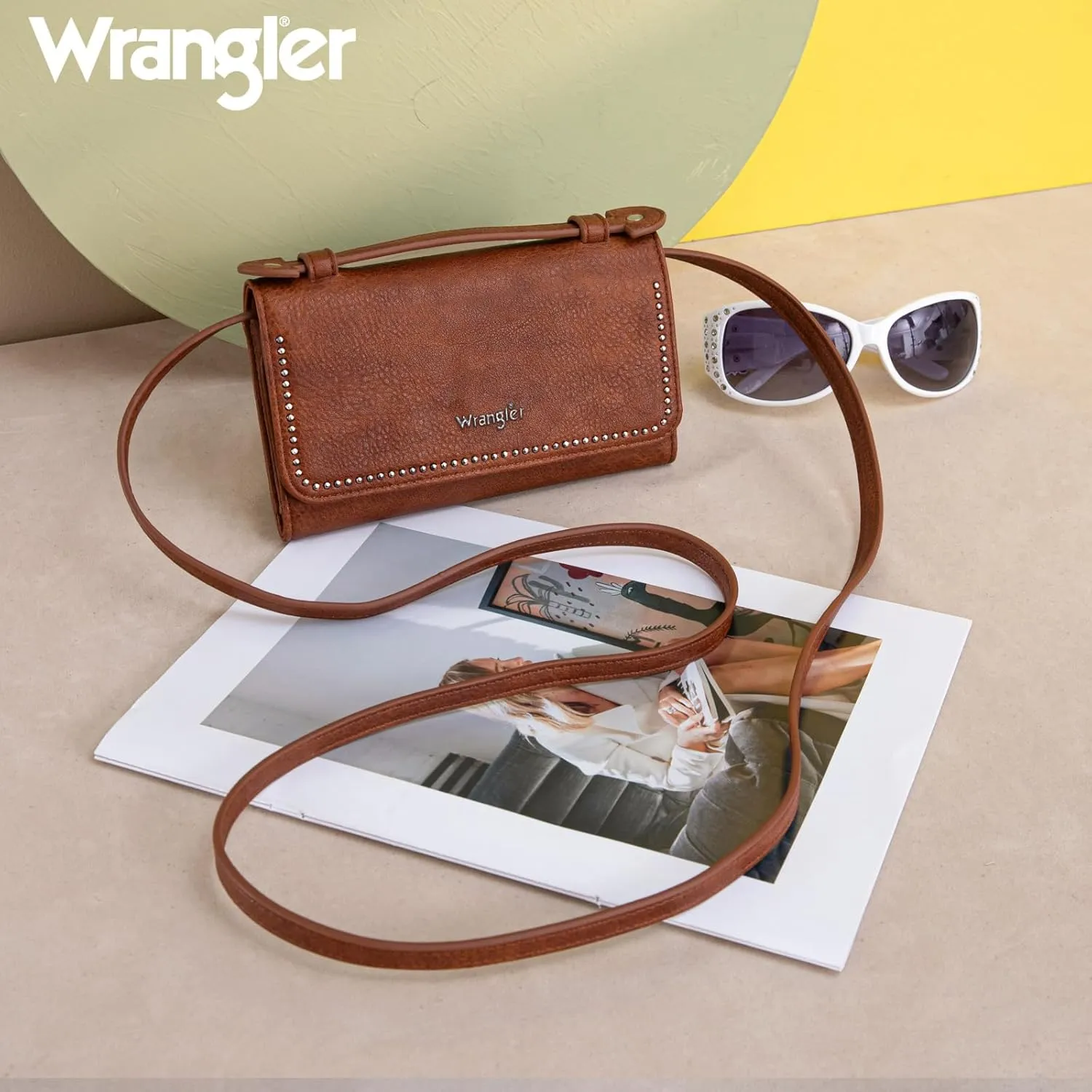 Wrangler Clutch Wallets Womens Trifold Credit Card Wallet Western Women's Wallets, Card Cases & Money Organizers Compact Brown Wallet for Women Ladies