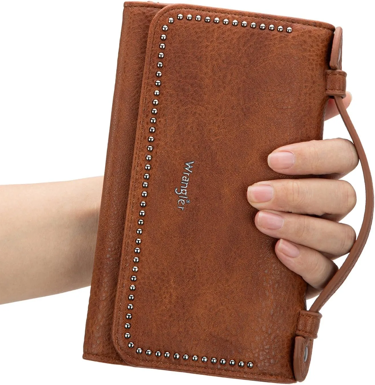 Wrangler Clutch Wallets Womens Trifold Credit Card Wallet Western Women's Wallets, Card Cases & Money Organizers Compact Brown Wallet for Women Ladies