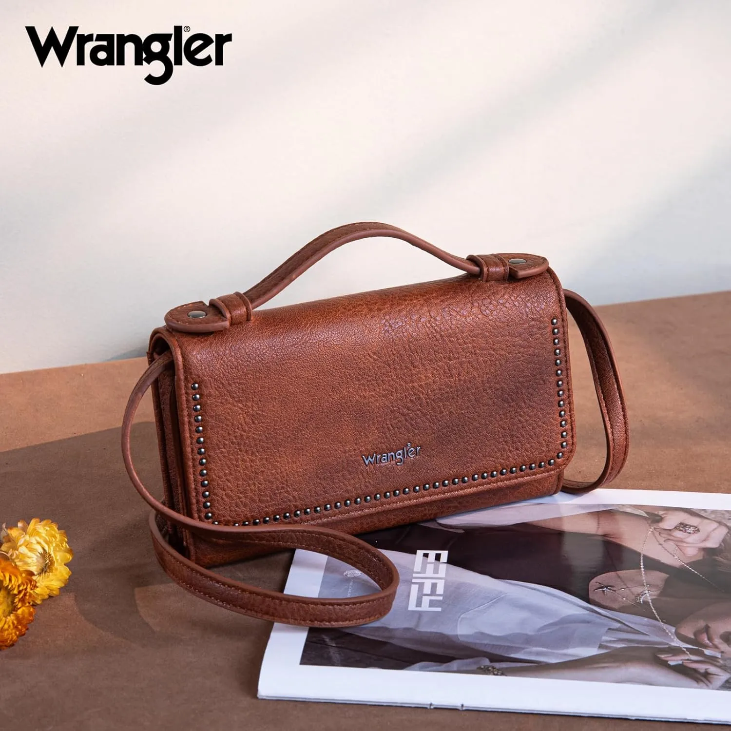 Wrangler Clutch Wallets Womens Trifold Credit Card Wallet Western Women's Wallets, Card Cases & Money Organizers Compact Brown Wallet for Women Ladies