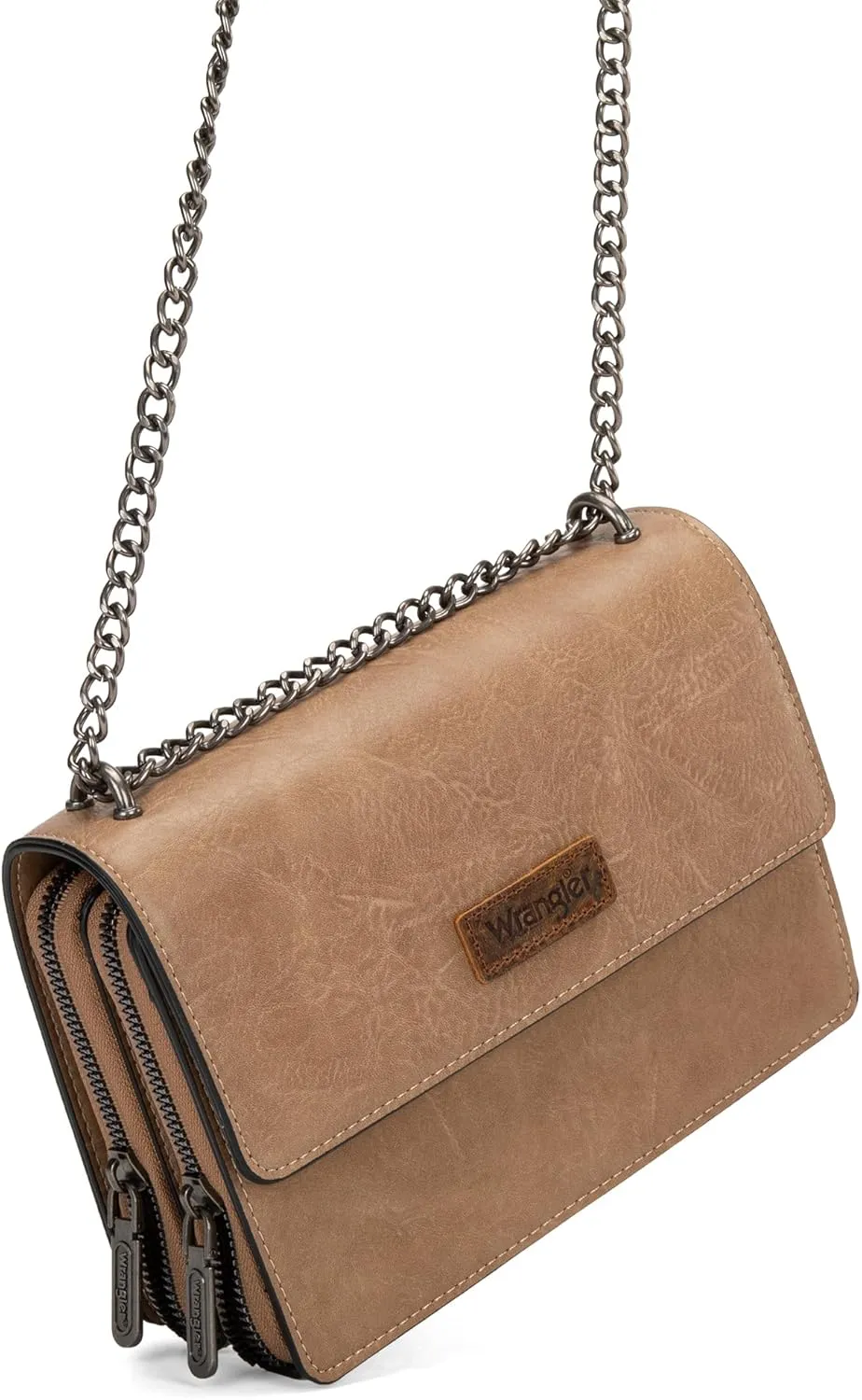 Wrangler Flap Crossbody Purse for Women Shoulder Bag Vintage Wallets with Chain Strap