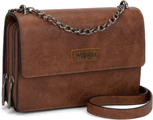 Wrangler Flap Crossbody Purse for Women Shoulder Bag Vintage Wallets with Chain Strap