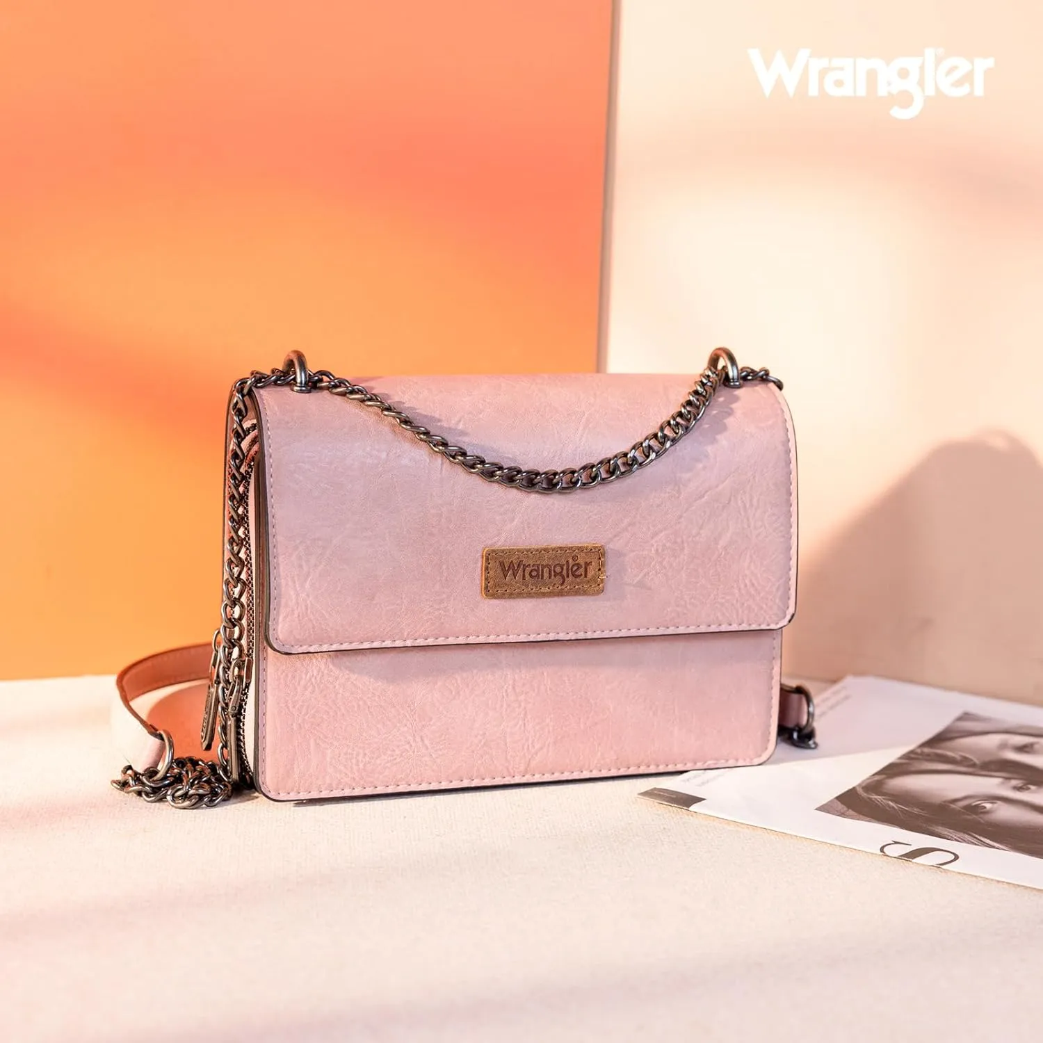 Wrangler Flap Crossbody Purse for Women Shoulder Bag Vintage Wallets with Chain Strap