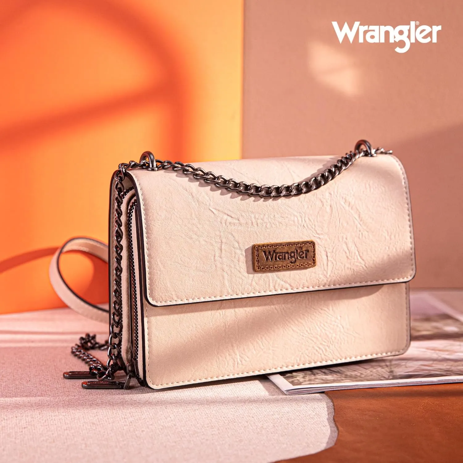 Wrangler Flap Crossbody Purse for Women Shoulder Bag Vintage Wallets with Chain Strap